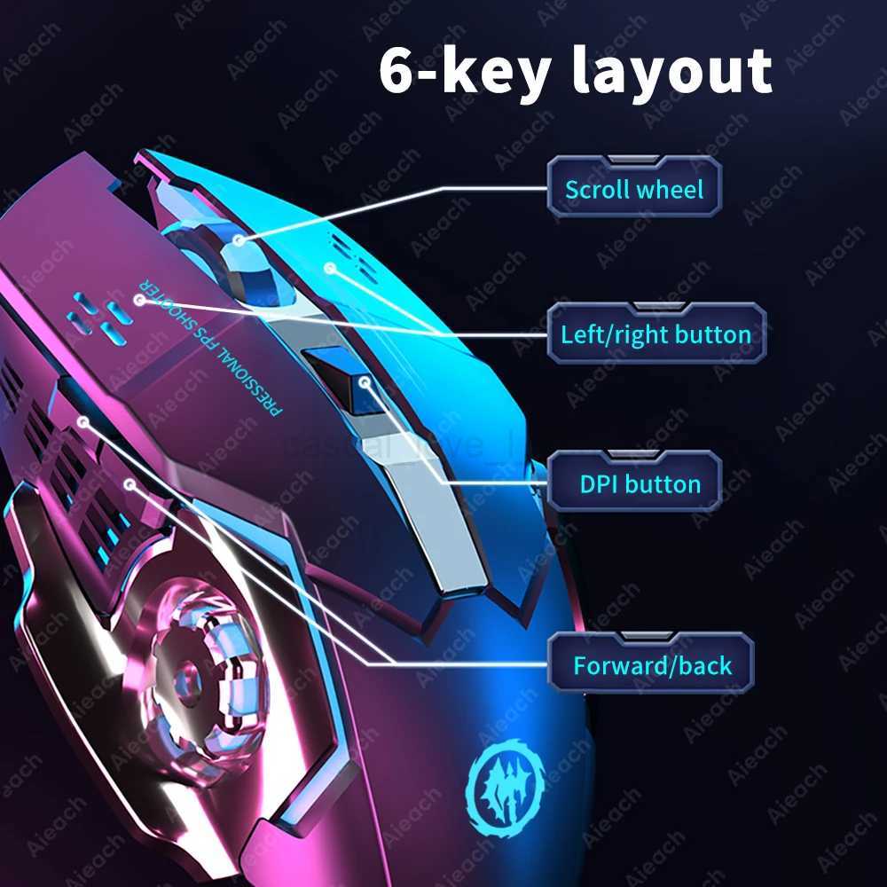 AIEACH Bluetooth Mouse Gaming Computer Rechargeable Wireless Mouse USB Mechanical E-Sports Backlight PC Gamer Mouse For ComputerCL240720