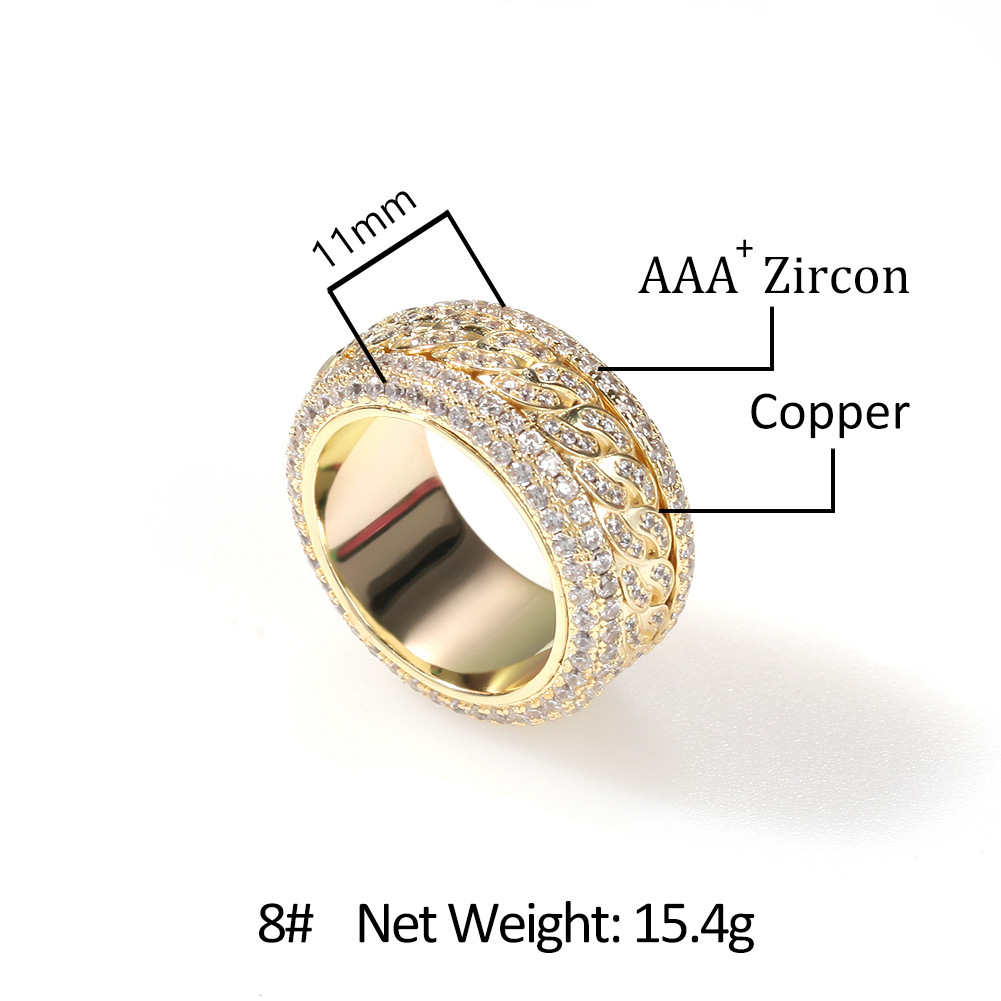 Luxury Hip Hop Band Rings 18k Gold Plated 925 silver Champion Rotatable Rings for Men Iced Out Moissanite Diamond Ring Jewelry