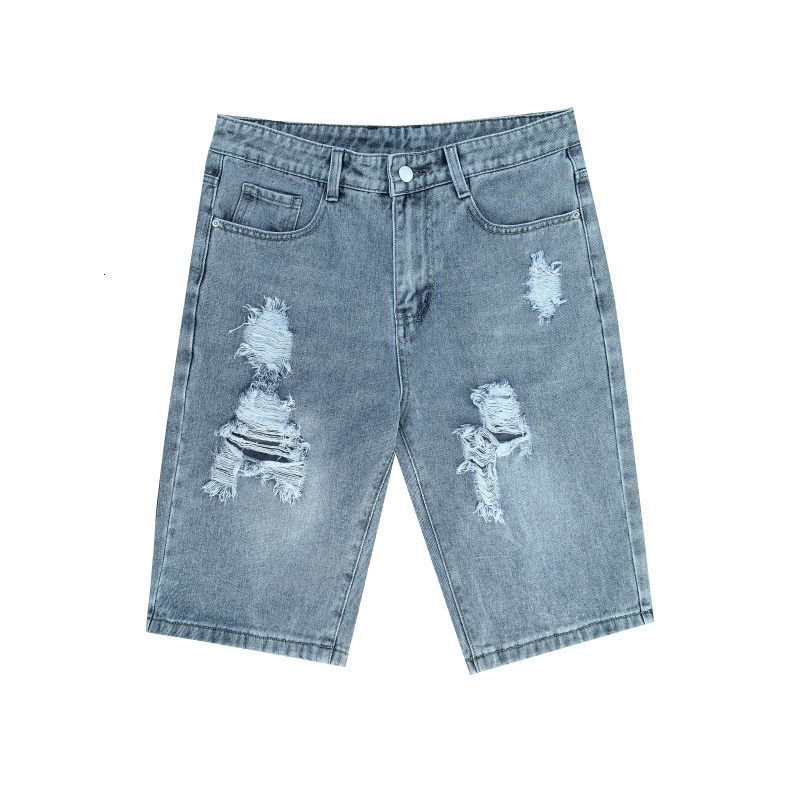 Broken hole casual five quarter summer Korean outdoor shorts teenage men's pants college style jeans