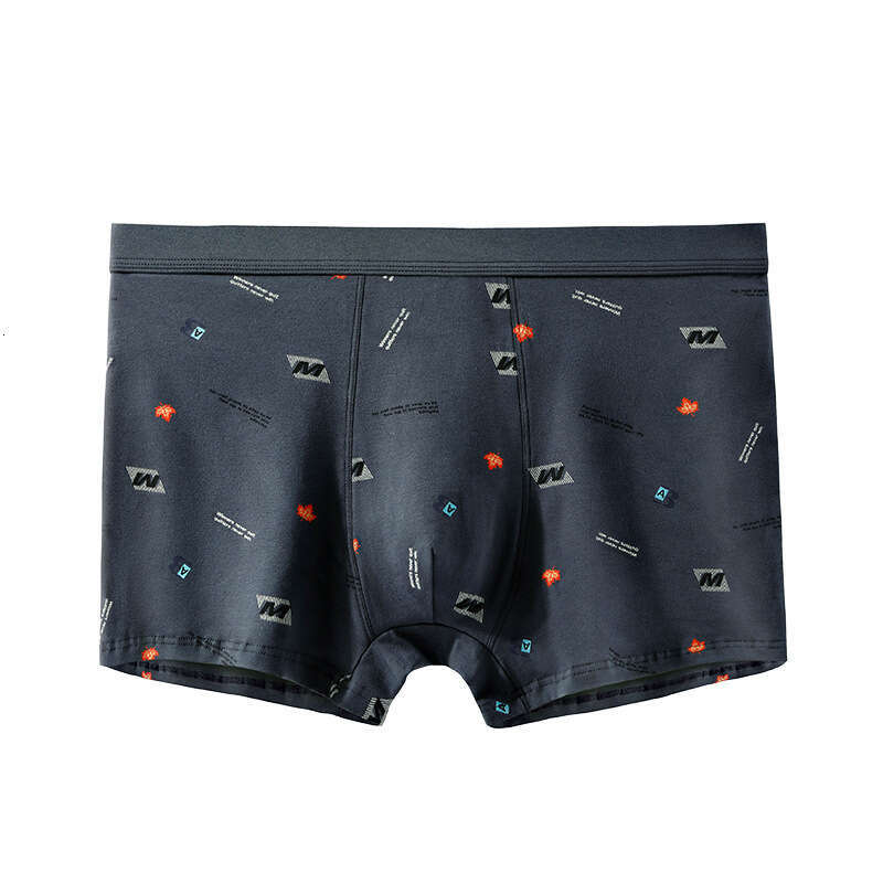 Plus Pure Cotton Underwear, Elastic Cotton, Plus Size Men's Flat Corner Pants, Printed Widened Fat Guy Underwear Boxers Calecon Underwear Boxer S