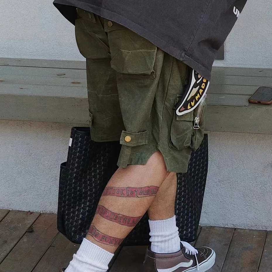 Hip Hop Y2K Streetwear Cargo Shorts Multi Pockets Tactical Fashion Man Shorts Techwear Harajuku Summer Casual Short Pants M240720