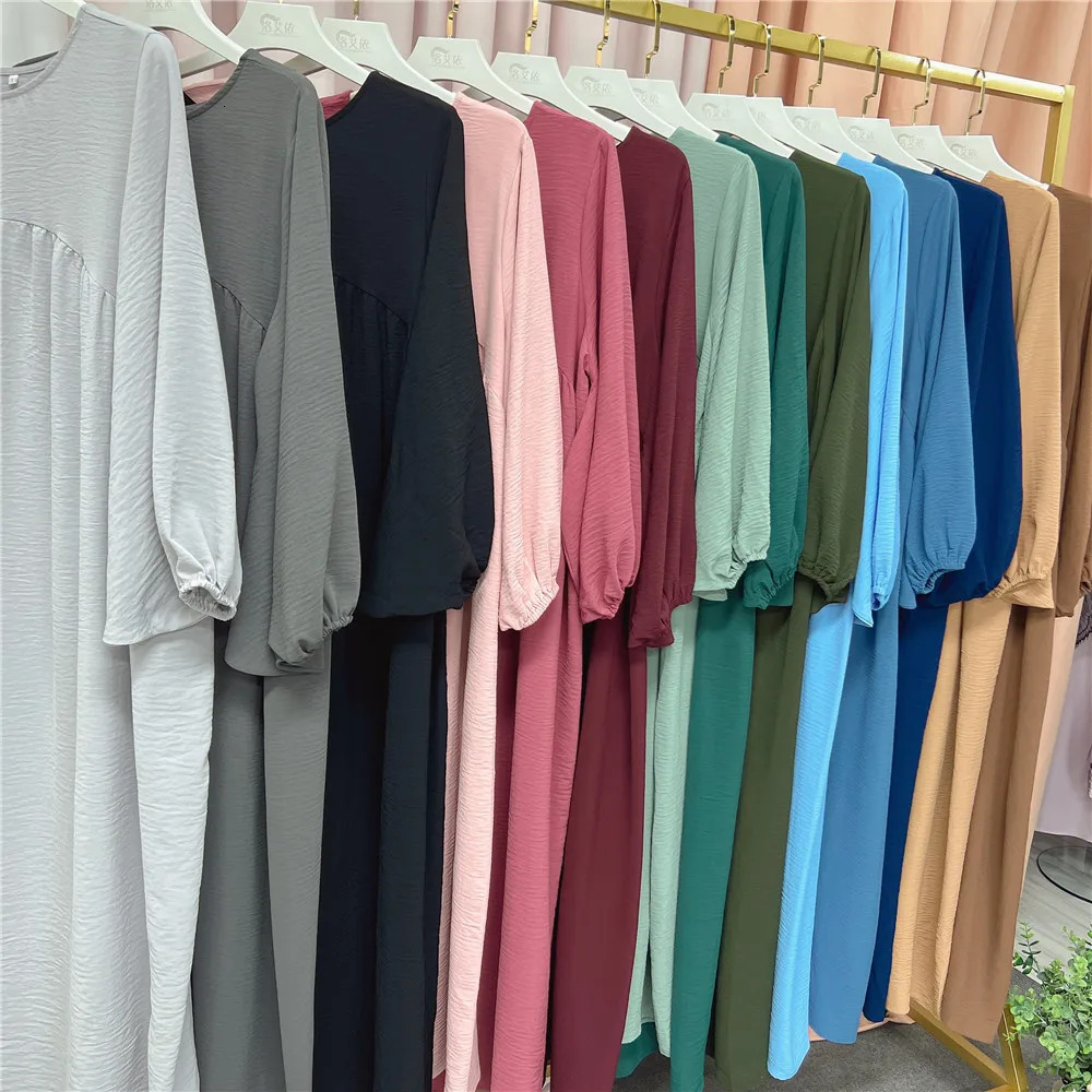 Abaya Muslim Long Dress for Women Crepe Ramadan Eid Loose Islamic Clothing Prayer Dresses Hijab Robe Dubai Turkish Modest Kaftan 240712