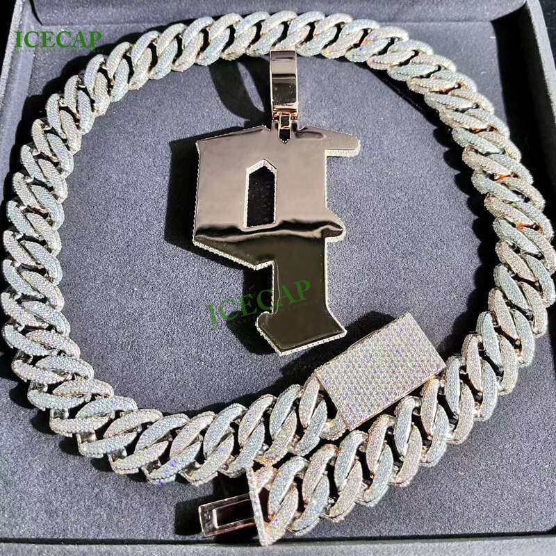 New Two-Sided Handset VVS Moissanite Cuban Links Chain Hiphop Men Diamond Necklace