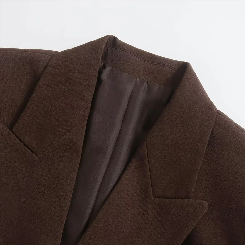 Spring Product Womens Retro Casual Versatile Polo Collar Long sleeved Double breasted Loose Suit Coat 240715