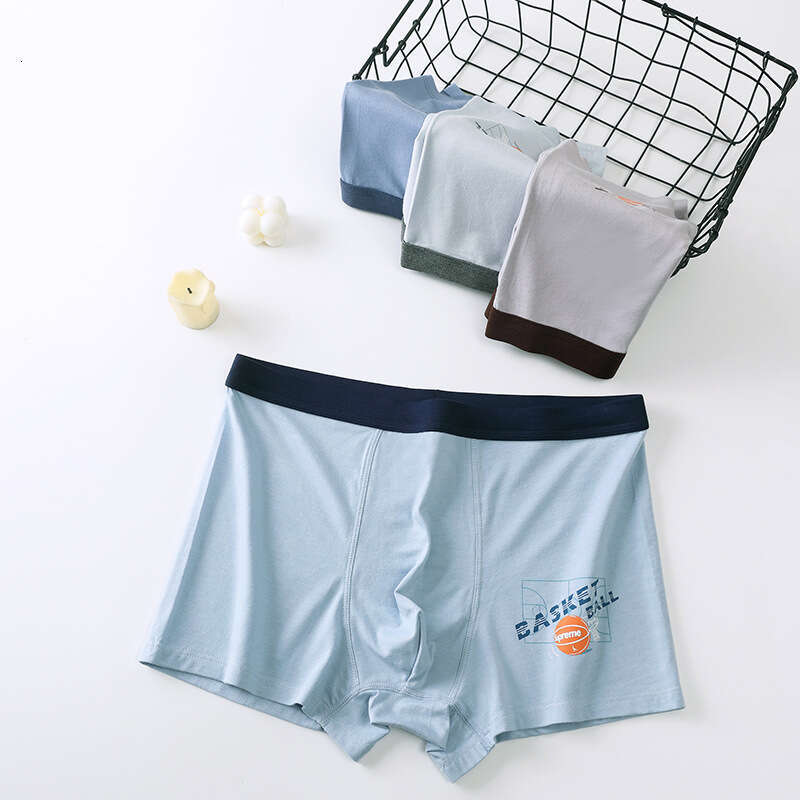Breathable Printed Underwear for Teenagers in Their Developmental Stage, Men's U-shaped Convex Large Space, No Trace, Student Flat Corner Pants M