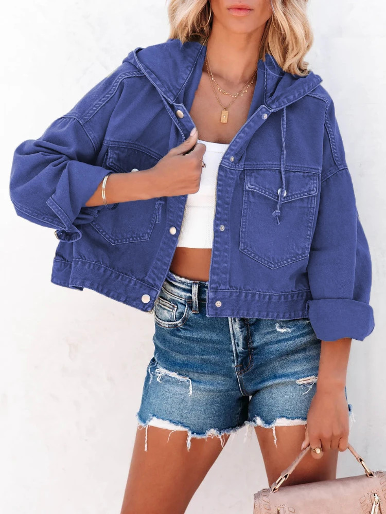 Spring Summer Jackets Women Hooded Denim Jacket Womens Vintage Jean Coats Casual Long Sleeve Top Clothes Female Streetwear 240717