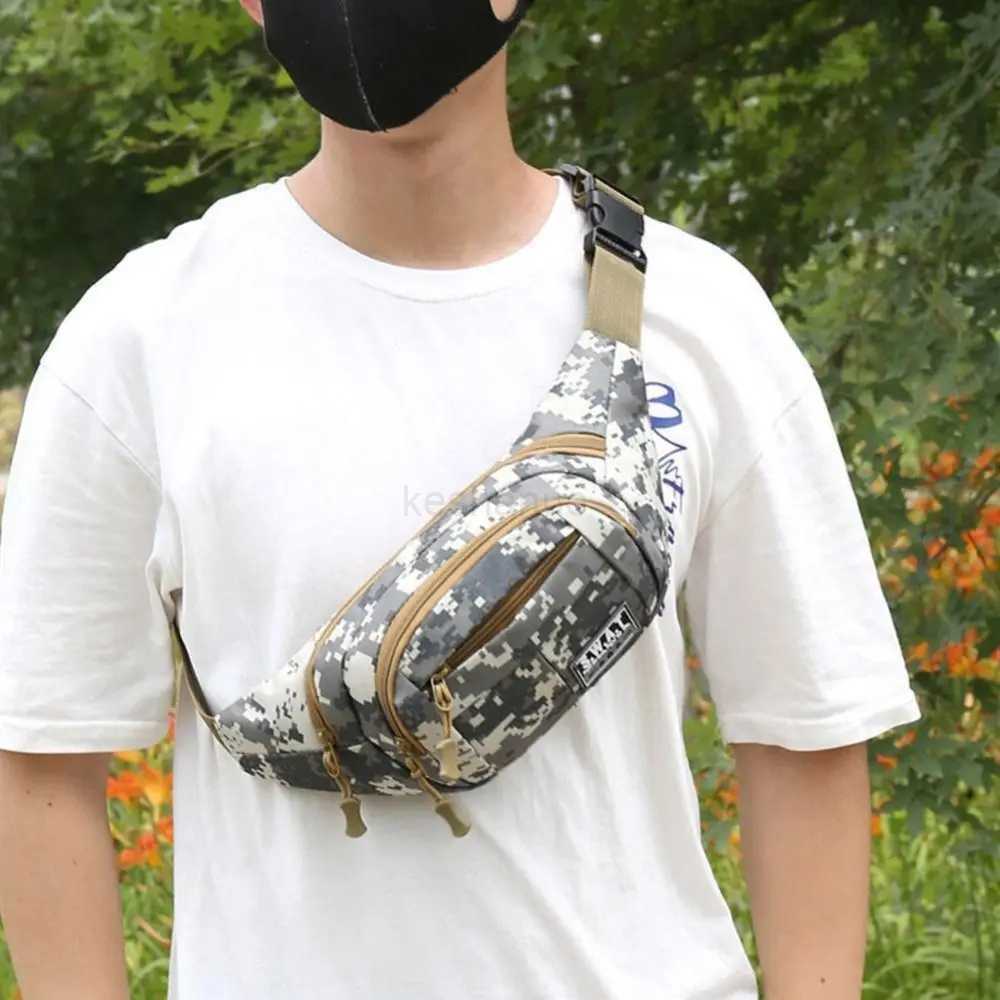 Large Capacity Camouflage Sling Bag Durable Waterproof Multi-layer Outdoor Waist Bag Nylon Fanny PackXJ240720