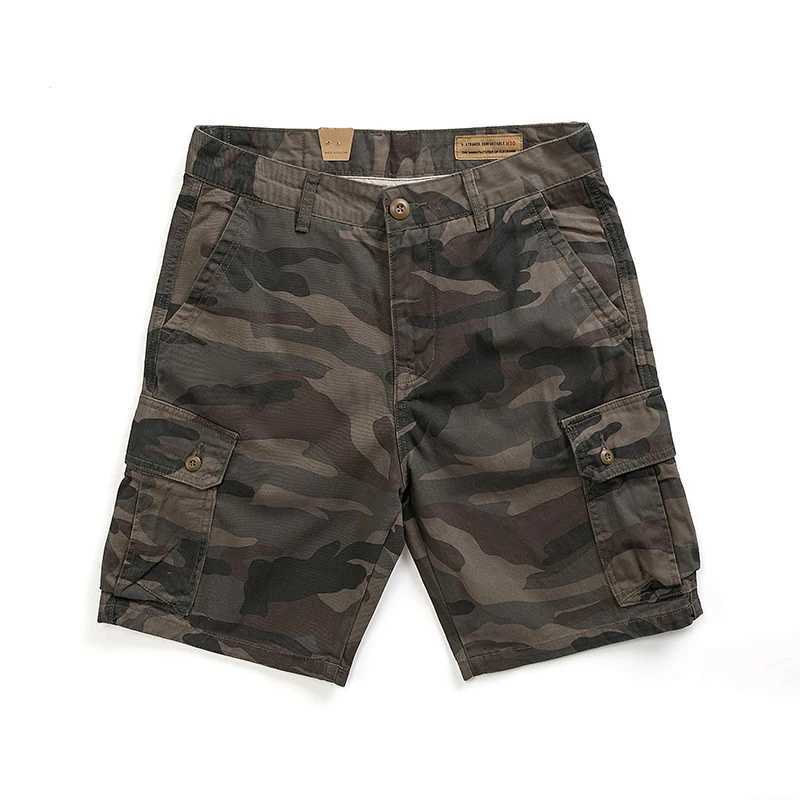 130kg wear Camouflage workwear shorts summer mens heavyweight washed cotton capris retro khaki style tough casual half pants M240720