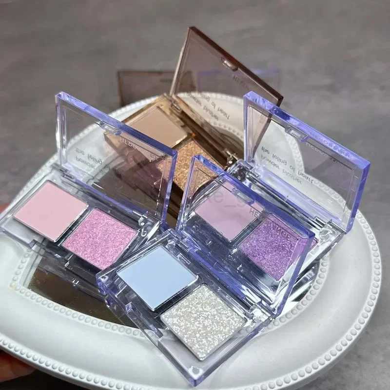 2-color glitter eye shadow palette blue purple pearl eye shadow portable matte eye shadow waterproof Korean makeup paletteW240730