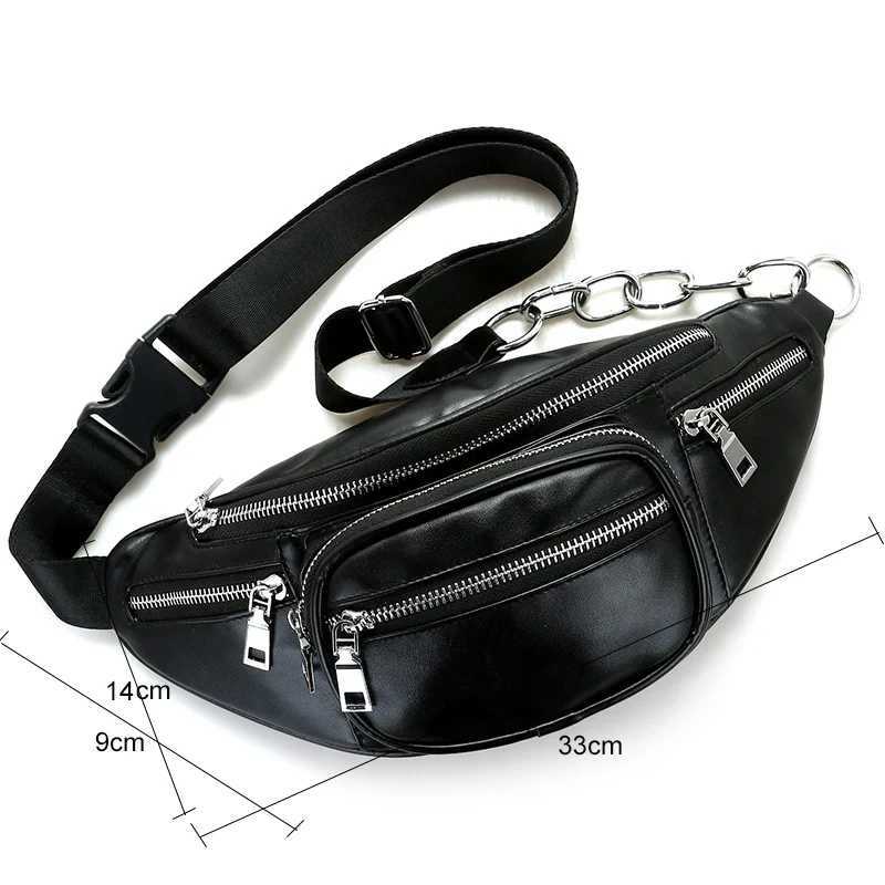 Women chest Pack Punk Bag Solid PU leather handbag Womens Belt Waist Bag Women Waist Pack cell phone BagsXJ240720