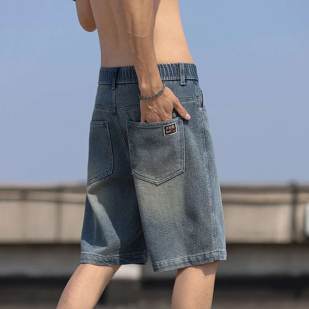 2024 Summer New Trendy Brand Starry Sky Pattern Denim Shorts Men, Loose and Versatile, Half Tight Waist Pants for Men