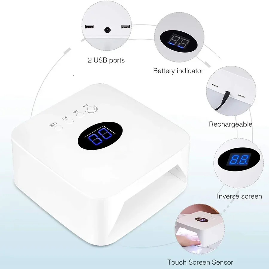 54W Rechargeable Nail Lamp Wireless Gel Polish Dryer Machine UV Light for Nails Cordless Nail UV LED Lamp 240719