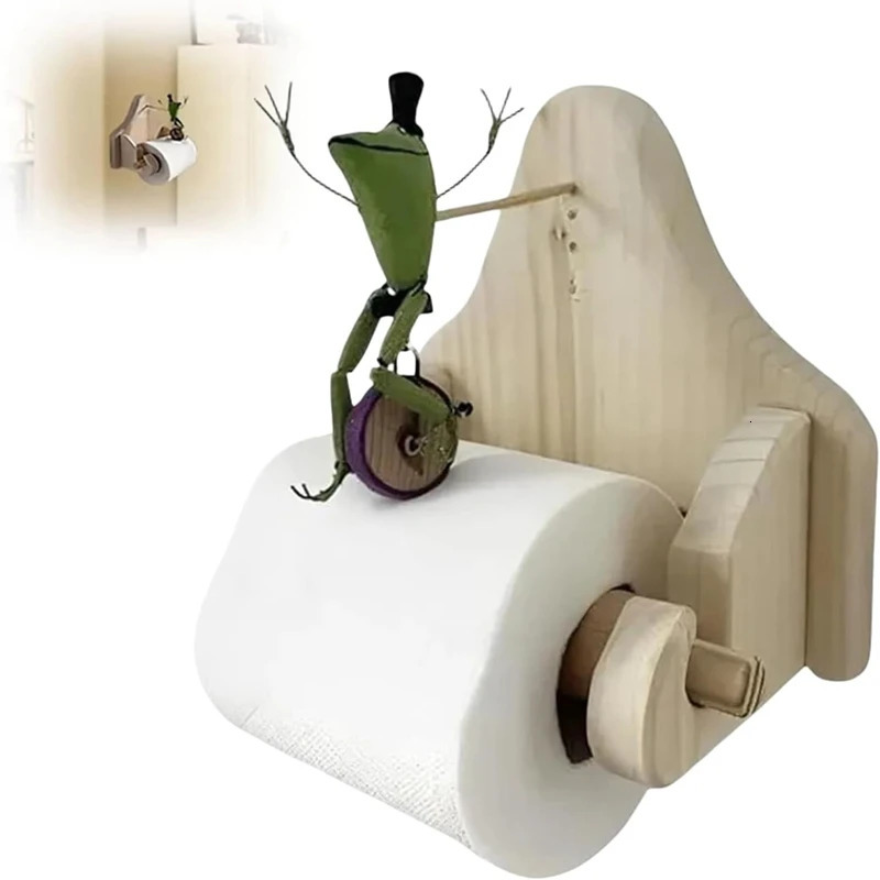 Creative Frog Riding Bicycle Toilet Paper Holder Funny Wall Mounted Frog Roll Paper Holder 240712