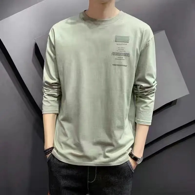 Spring Autumn Fashion Trend Letter Print T-shirts Men Long Sleeve Loose Casual Tops Man Hip Hop All Match Y2K Male Street Wear 240716