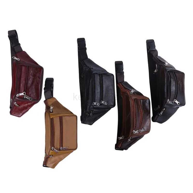 Men Leather Waist Bag Multi-Pocket And Multiple Zipper Belt Bag Adjustable Belt Fanny Pack Shopping Phone BagsXJ240720
