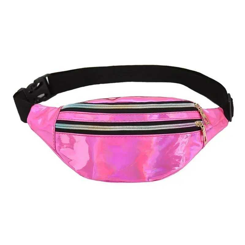 Holographic Waist Bags Women Silver Fanny Pack Female Belt Bag Geometric Waist Packs Laser Chest Phone Pouch CrossbodyXJ240720
