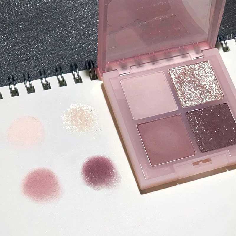 4-color glitter blue eye shadow palette matte pearl shimmer acrylic smoke gray eye shadow palette durable cosmeticsW240730