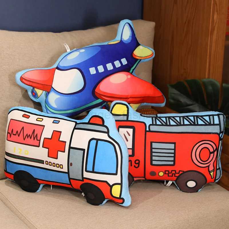 Cartoon Police Car Fire Truck Excavator Plush Toys Stuffed Doll Hug Pillows Chair Cushion Kids Children Boys Gifts Room DecorB270720