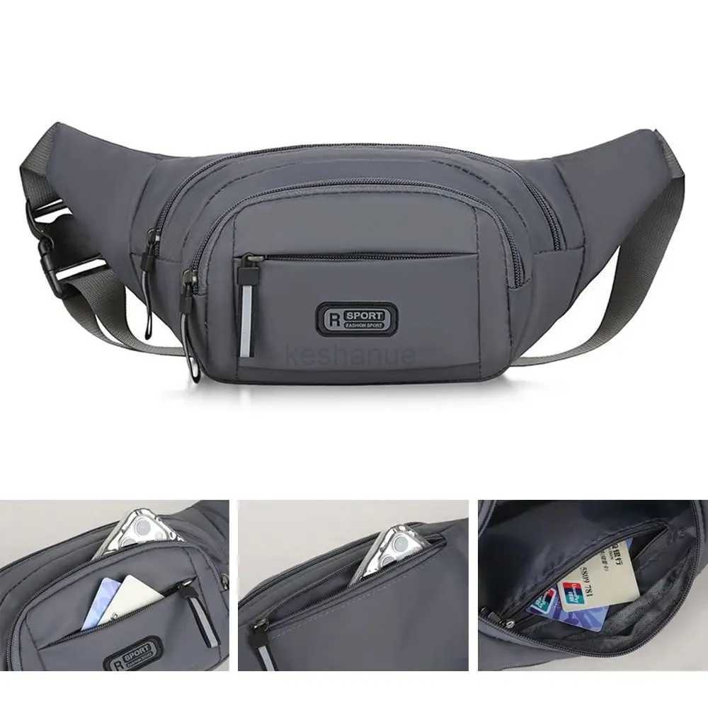 Large-capacity Men Waist Bag Casual Nylon Anti-theft Chest Bag Outdoor Travel Waterproof Sports Mobile Phone BagXJ240720