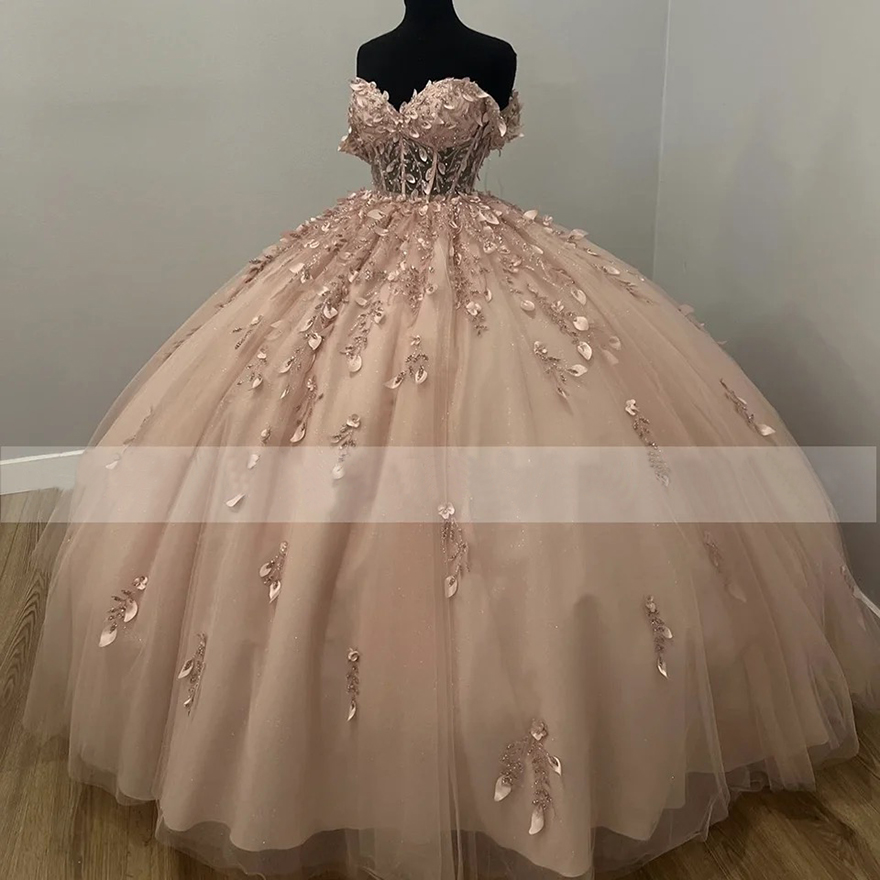 Quinceanera Dress Pink Off The Shoulder Beading Appliques Sparkg Ball Birthday Formal Party Gown Robes De Soiree 6660311