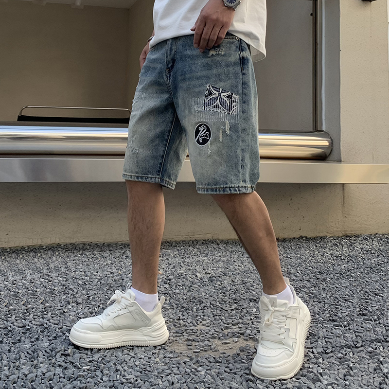 Purple Jeans shorts mens short designer jeans straight holes casual summer Night club blue Ksubi Jeans Women's Shorts style luxury Patch Same sty