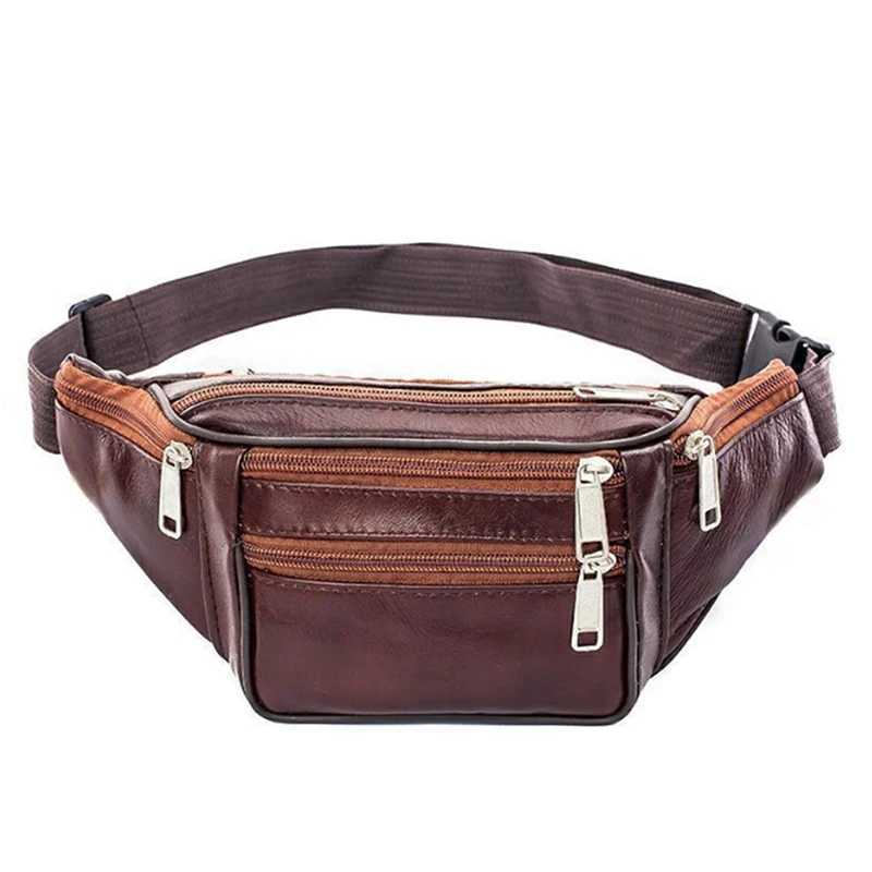 Genuine Leather Waist Bag Men Waist Pack Waist Bag Funny Pack Belt Bag Men Chain Waist Bag for Phone Pouch Mens Fanny PackXJ240720