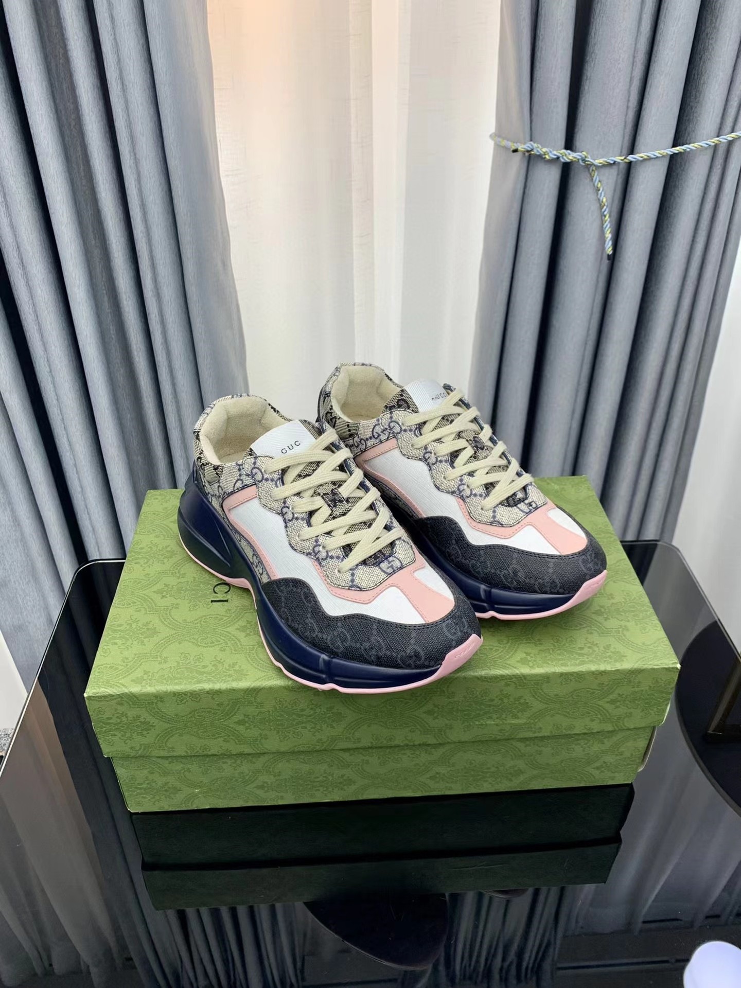 Designer Run Sneakers Men Women Casual Shoes Luxury brand Suede embroidery Interlocking G platform Trainers Leather mesh Sneakers Size 35-46 With original box