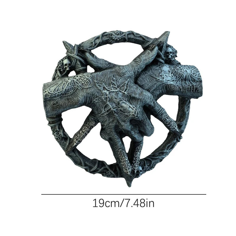 Devil Hand Sculpture Baphomet Pendant Pentagram Claw Statue Decoration Resin Crafts Dreamcatcher Gothic Ornament Decor 240712