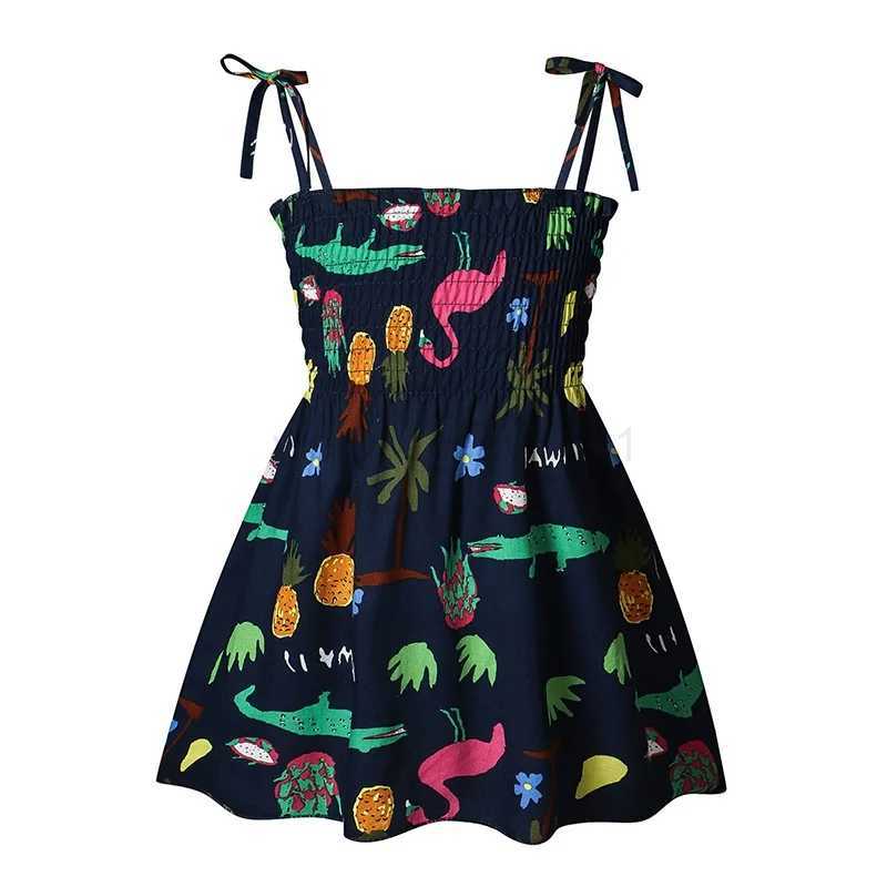 Summer Korean Girls Casual Dresses Cute Printing Cotton Girls Dresses With Bow Children Fashion Halter Skirt Kids Clothes 2-9YXJ240720