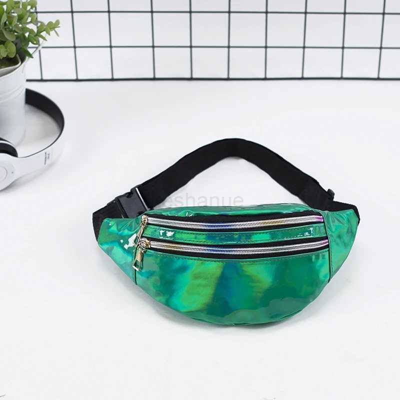 PU Leather Geometric Pattern Chest Bags for Girls Boys Laser Waterproof Sports Waist Pack Pocket Crossbody BagsXJ240720