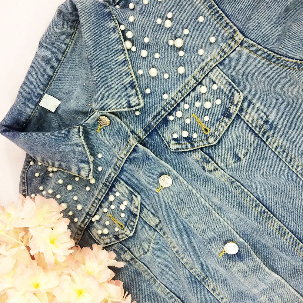 Wedding Embroidery Jeans Jacket Coat with Pearls Custom Personalized Denim Jacket Embroidered Bride Denim Shirt Future Mrs Coats 240717