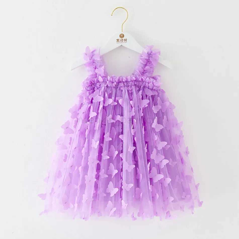 Baby Dress Kids Butterfly Casual Sundress Girl Summer Princess Outfit Children Tulle School Clothes Sleeveless Costume 1-6 YearsXJ240720