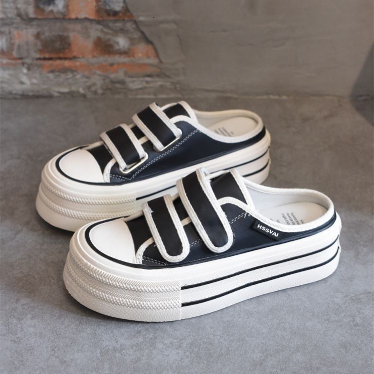 UQD-Limited Time Offer-Velcro Toe Half Slippers Women's Outfit 2023 Summer Korean Edition Thick Platform Versatile Little White Shoes XZ-1914