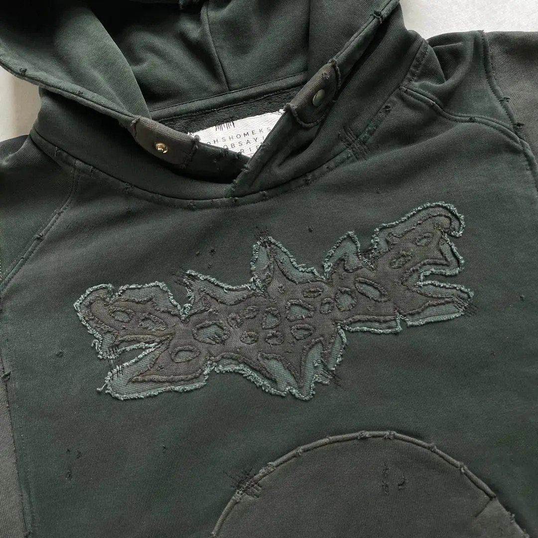 Y2K Punk Hip Hop Mens Sportswear Hoodie Harajuku Street Fashion and Womens Embroidered Pattern Loose 240718