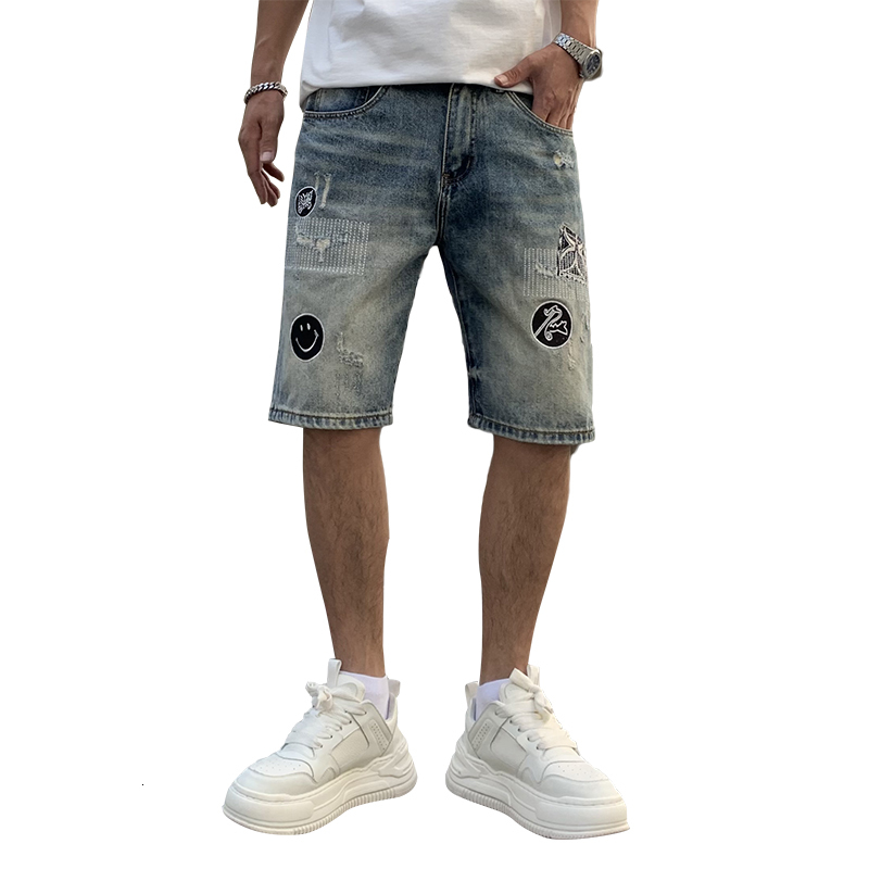 Purple Jeans shorts mens short designer jeans straight holes casual summer Night club blue Ksubi Jeans Women's Shorts style luxury Patch Same sty