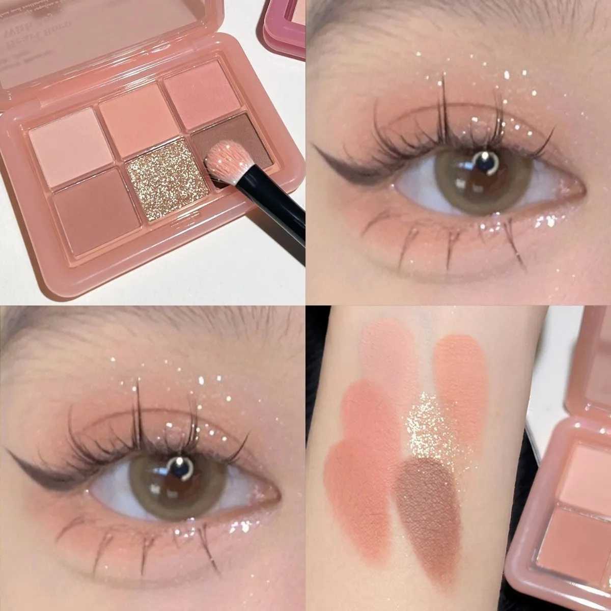 New Pink Glitter Eyeshadow Palette Matte Shimmer Orange 6 Color Summer Ice Cream Color Eye Shadow Makeup Palette Korean Cosmetic zxx240720