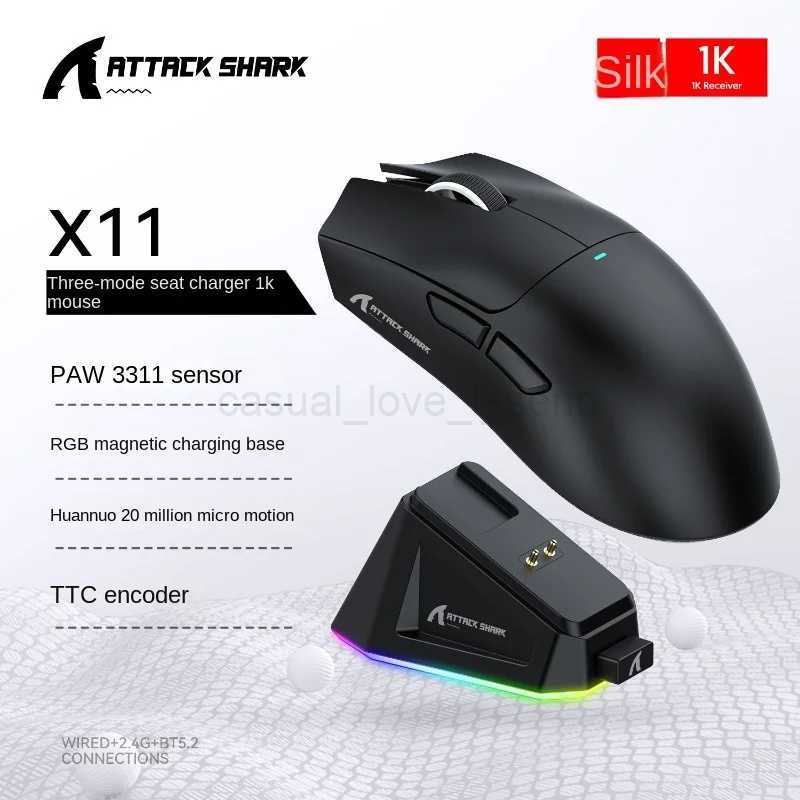 ATTACK SHARK X11 Lightweight Wireless Gaming Mouse Magnetic Charging Dock PAW3311 Optical Sensor 22000 DPI Optical MouseCL240720