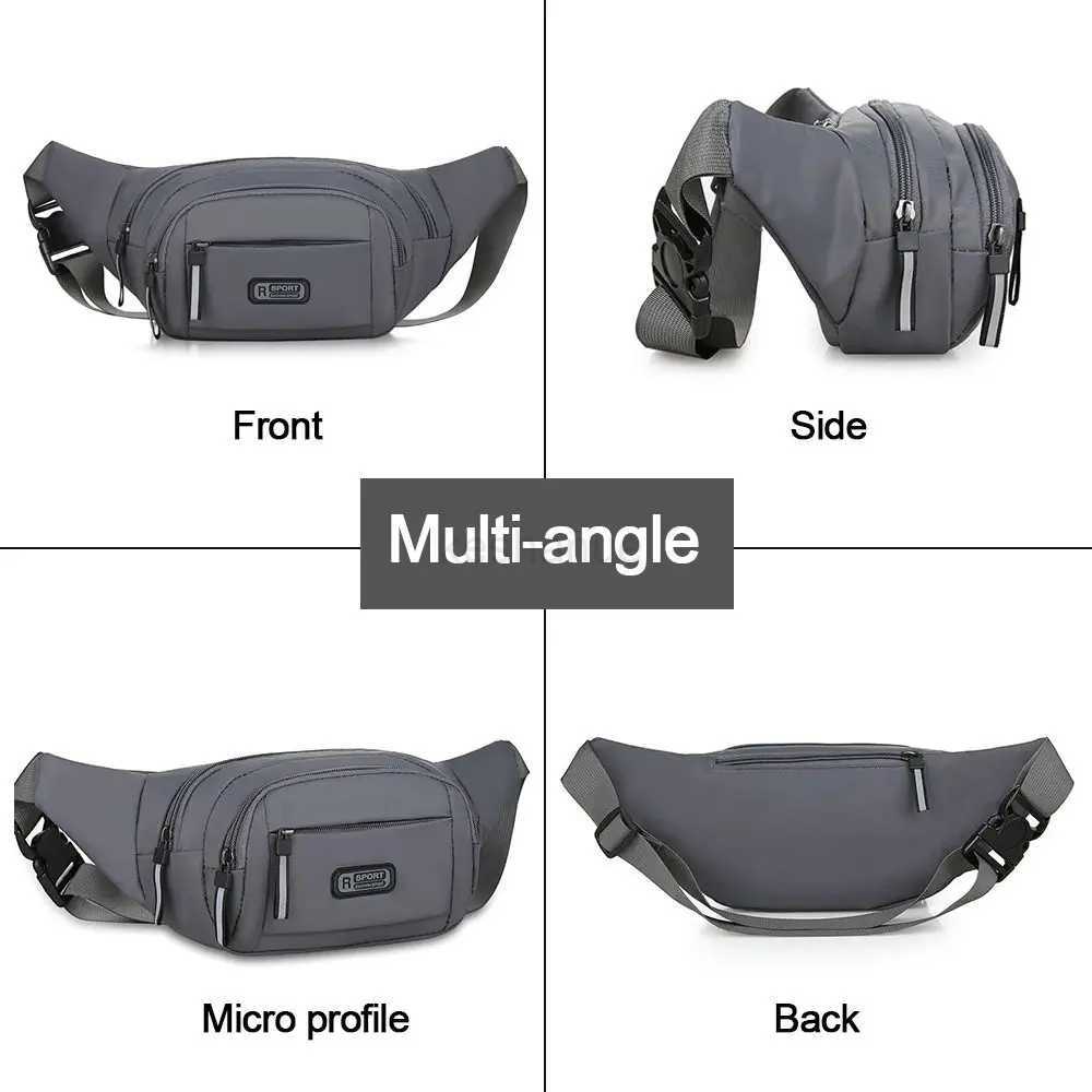 Large-capacity Men Waist Bag Casual Nylon Anti-theft Chest Bag Outdoor Travel Waterproof Sports Mobile Phone BagXJ240720