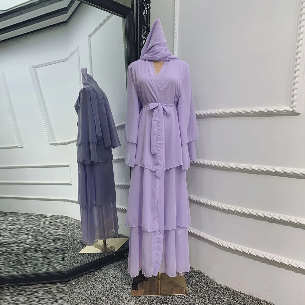 Chiffon Robe Longue Kimono Femme Musulmane Open Abaya Dubai Turkey Islam Arabic Muslim Dress Abayas For Women Caftan Marocain 240712