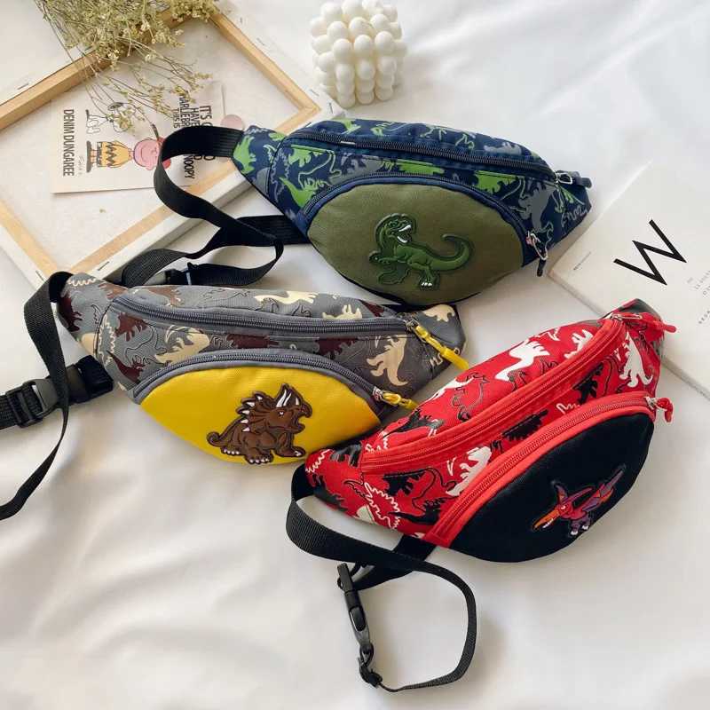Kids Waist Bags Cartoon Dinosaur Print Outdoor Travel High Capacity Crossbody Zipper Bag Girl Boy Gift Children Chest Pouch PackXJ240720