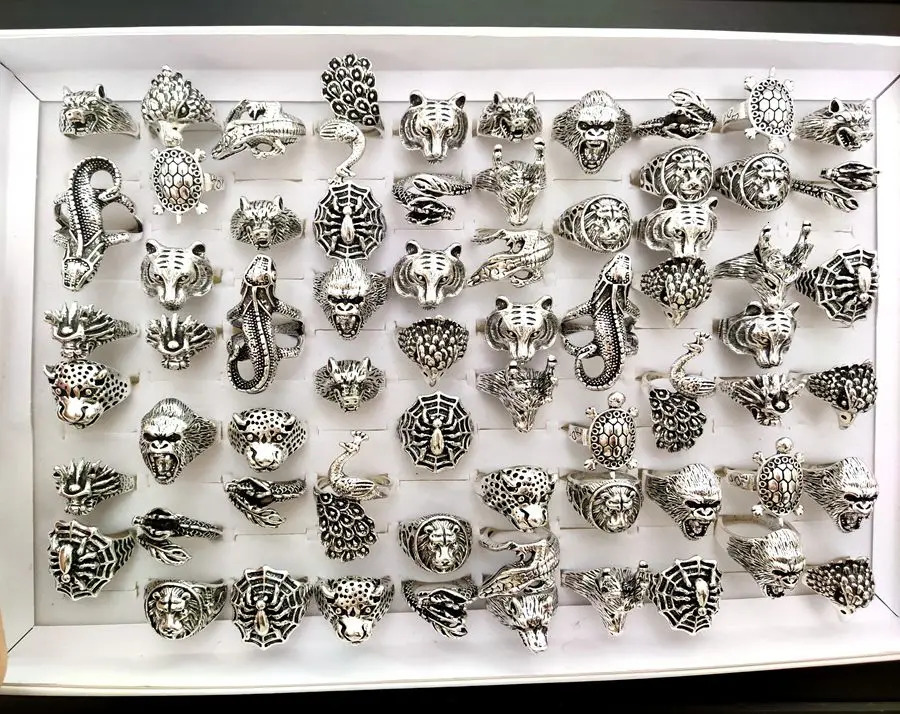 10/30/50 Exaggeration Mens Punk Rock Animal Metal Ring Style Top of the line Mixed Mens Jewelry 240710