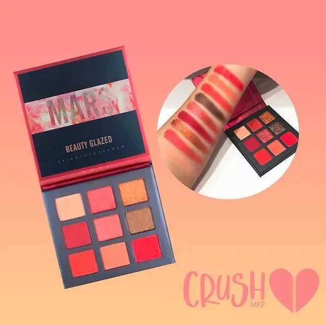Matte Glitter Eyeshadow Palette 9 Colors Red Color Tone Shimmer Eyeshadow Palette Long Lasting High Pigmented Powder Colorful W250520