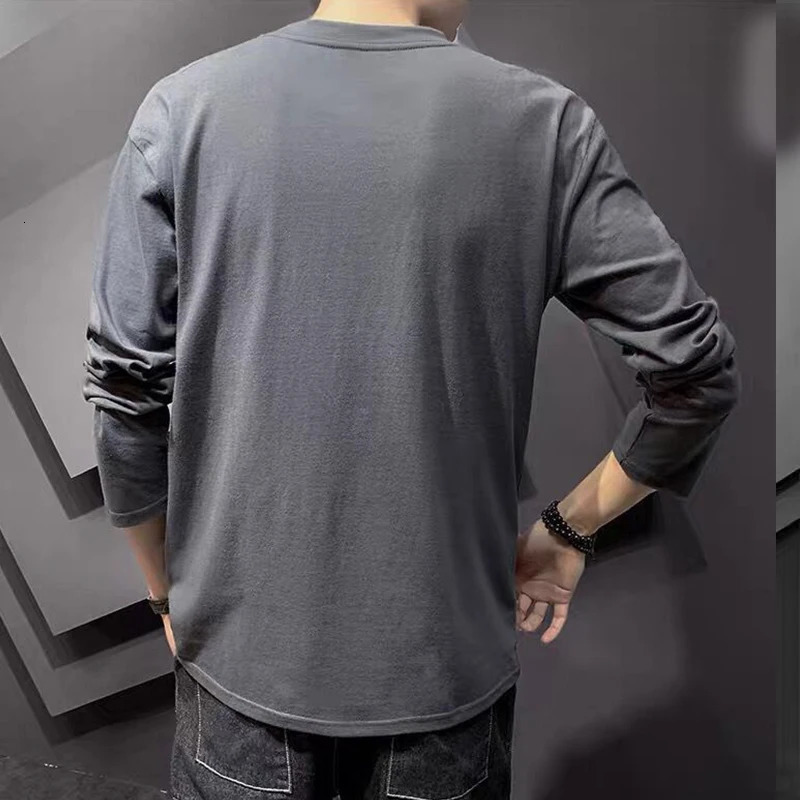 Spring Autumn Fashion Trend Letter Print T-shirts Men Long Sleeve Loose Casual Tops Man Hip Hop All Match Y2K Male Street Wear 240716