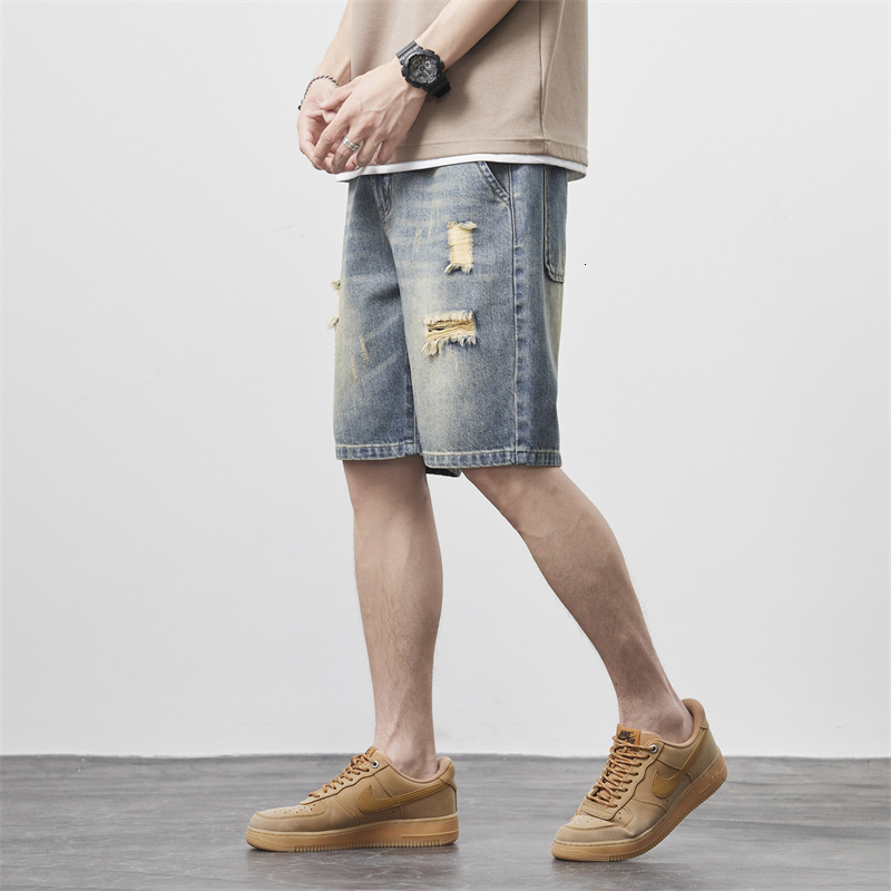 2024 Summer Denim Shorts Men's Versatile Loose Korean Trendy Pants Instagram