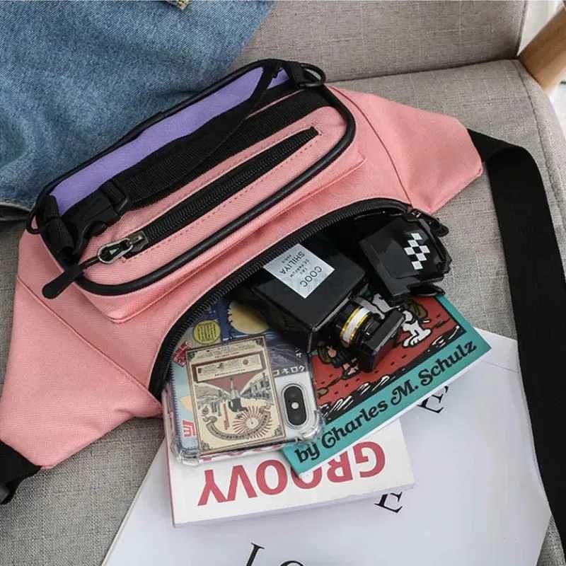 Women Crossbody Bag Fashion Waist Bag Sports Fanny Pack Leisure Canvas Messenger Bags Candy colored Zipper Hip Hop Shoulder BagXJ240720