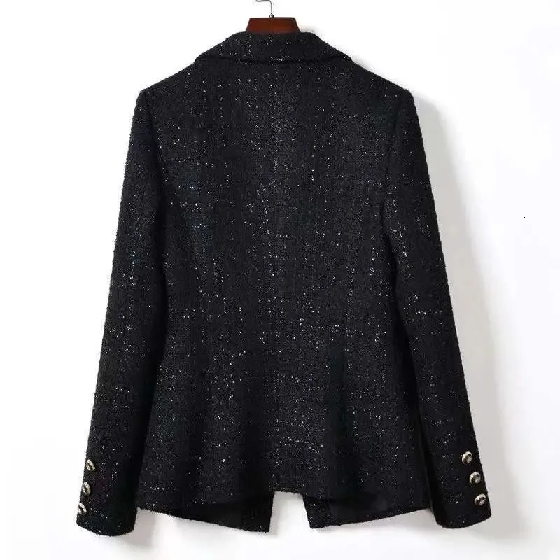 Womens Blazer Tops Fashion Coarse Tweed Woolen Suit Jacket Woman Spring Autumn Casual Coat Casaco Feminino 240715