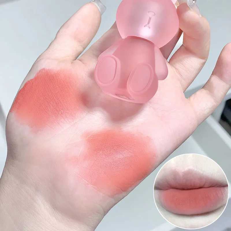 Cute Rabbit Matte Velvet Lip Glaze Lovely Bunny Keychain Lip Mud Matte Texture Lipstick Pink Red Lipgloss Lip Tint CosmeticsXJ241205