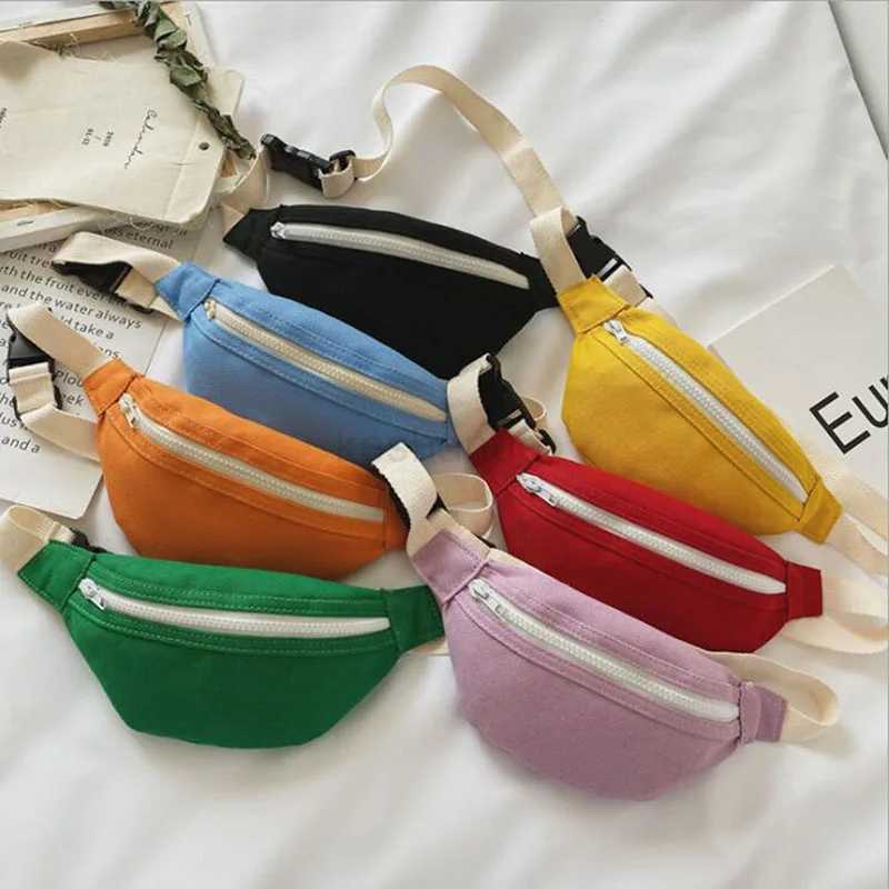 Cute Children Waist Bag High Quality Canvas Belt Bags Designer Crossbody Chest Bag Female Solid Fanny Pack Hip PurseXJ240720