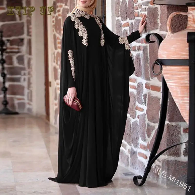 Turkey Muslim Abaya Women Dress Set Chiffon Splicing Bat Sleeve Oversized Gown Dresse Dubai Vestidos Largos Djelaba Femme Jilbab 240712