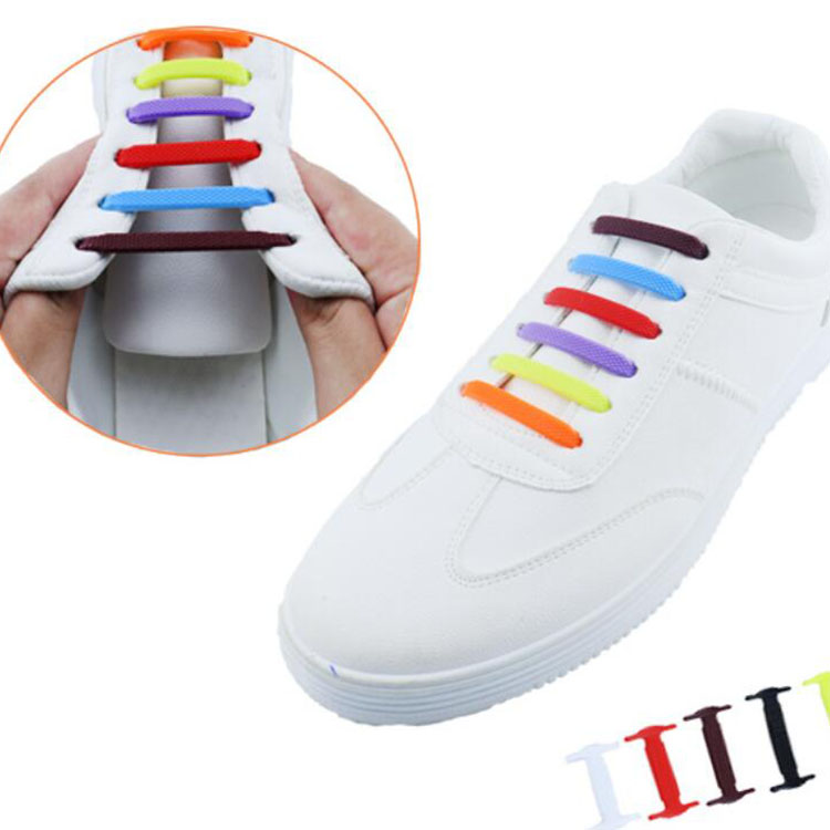 16 pcs/bag adult No Tie shoelace silicone elastic no tie shoe lace portable lazy shoelace